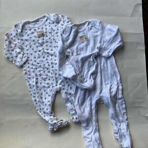 Burt's Bees Baby White and Bee Patterned Footies Pajamas